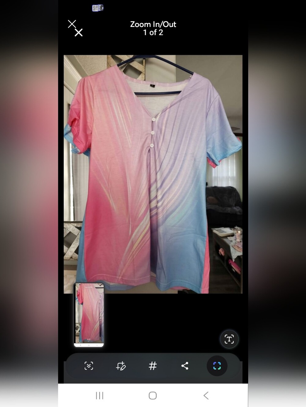 Pastel Ombre Henley Tunic - Pink & Lavender Blue